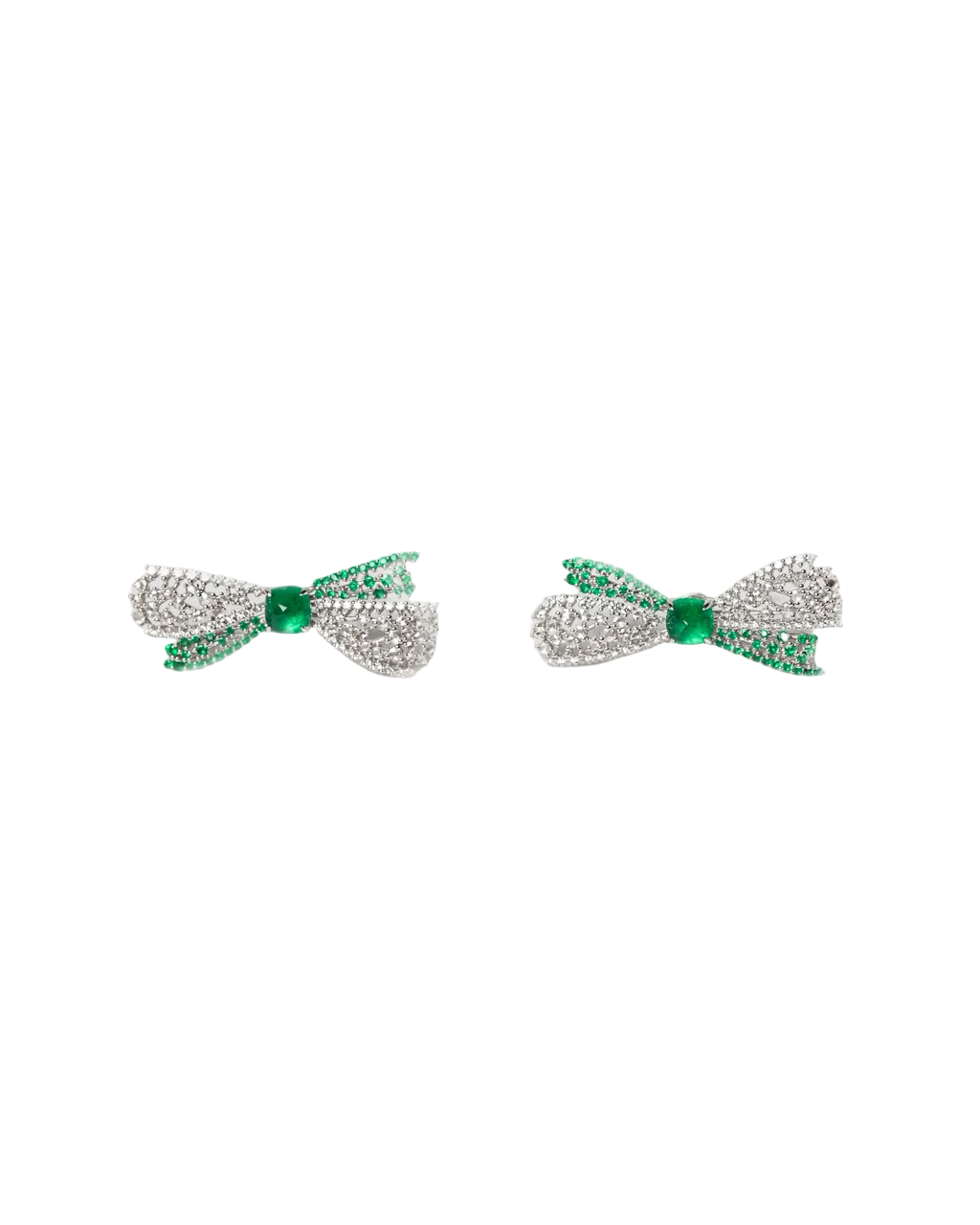 Ribbon Emerald & Diamond Earrings