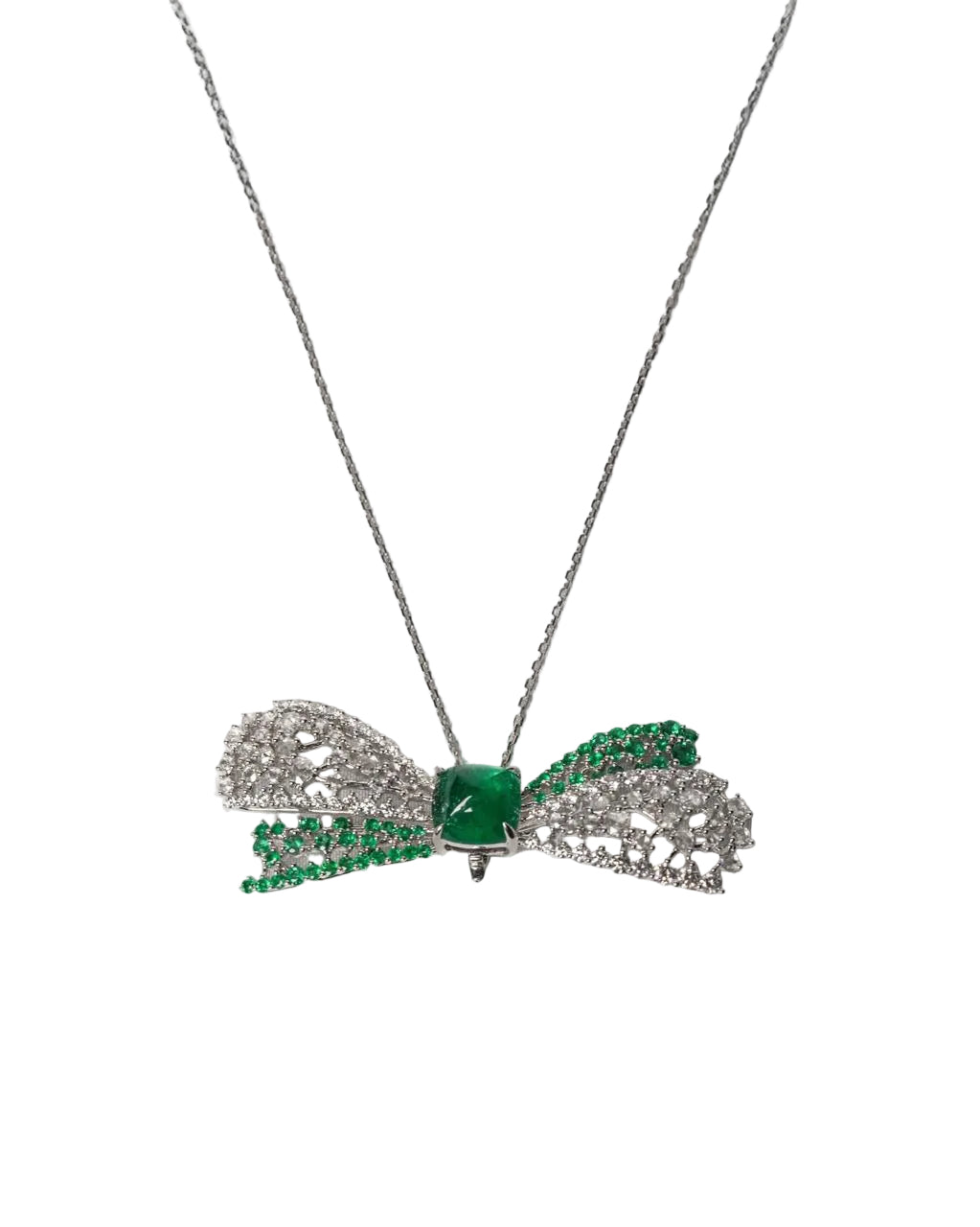 Ribbon Emerald & Diamond Necklace