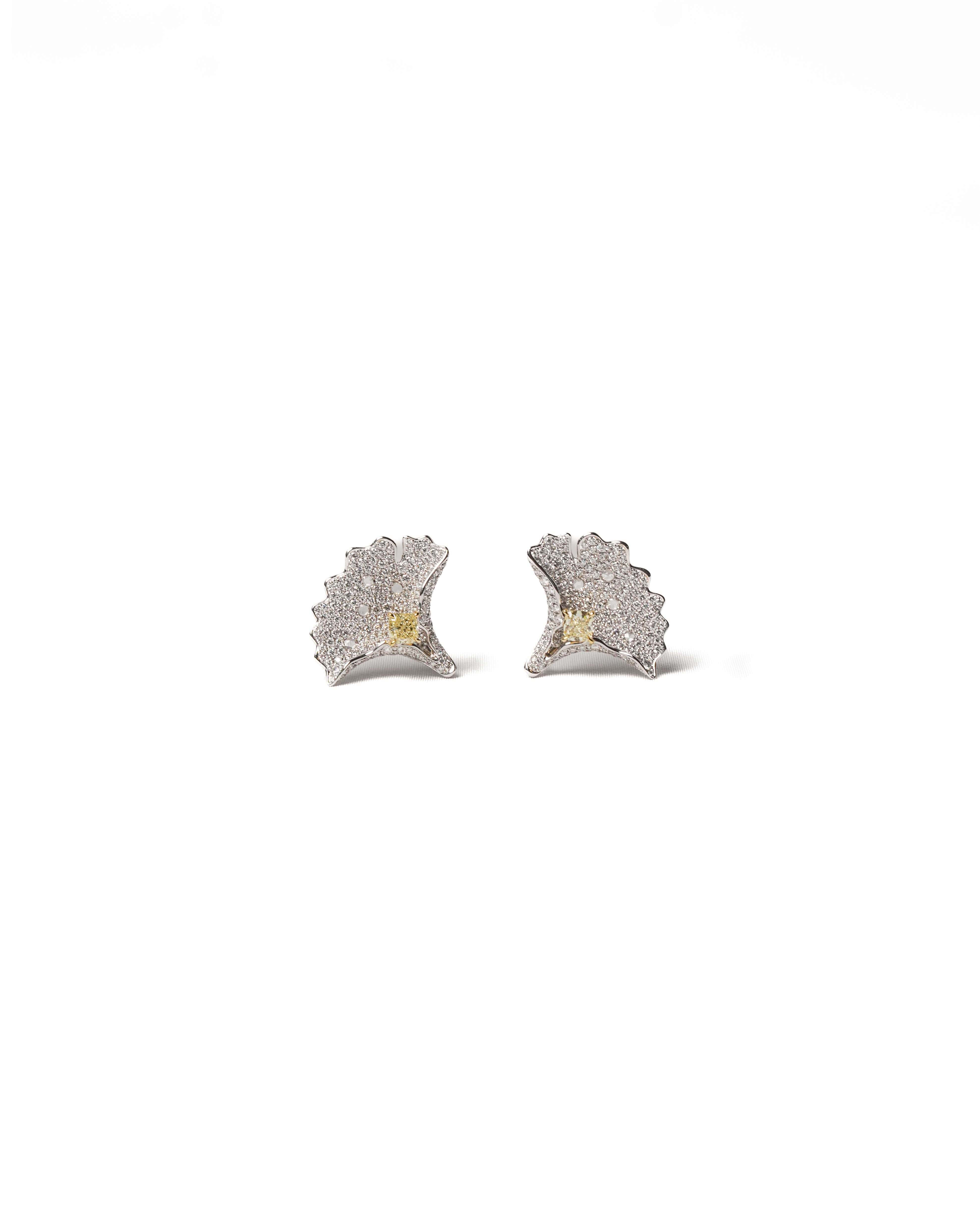 Lotus Earrings with Yellow Sapphire