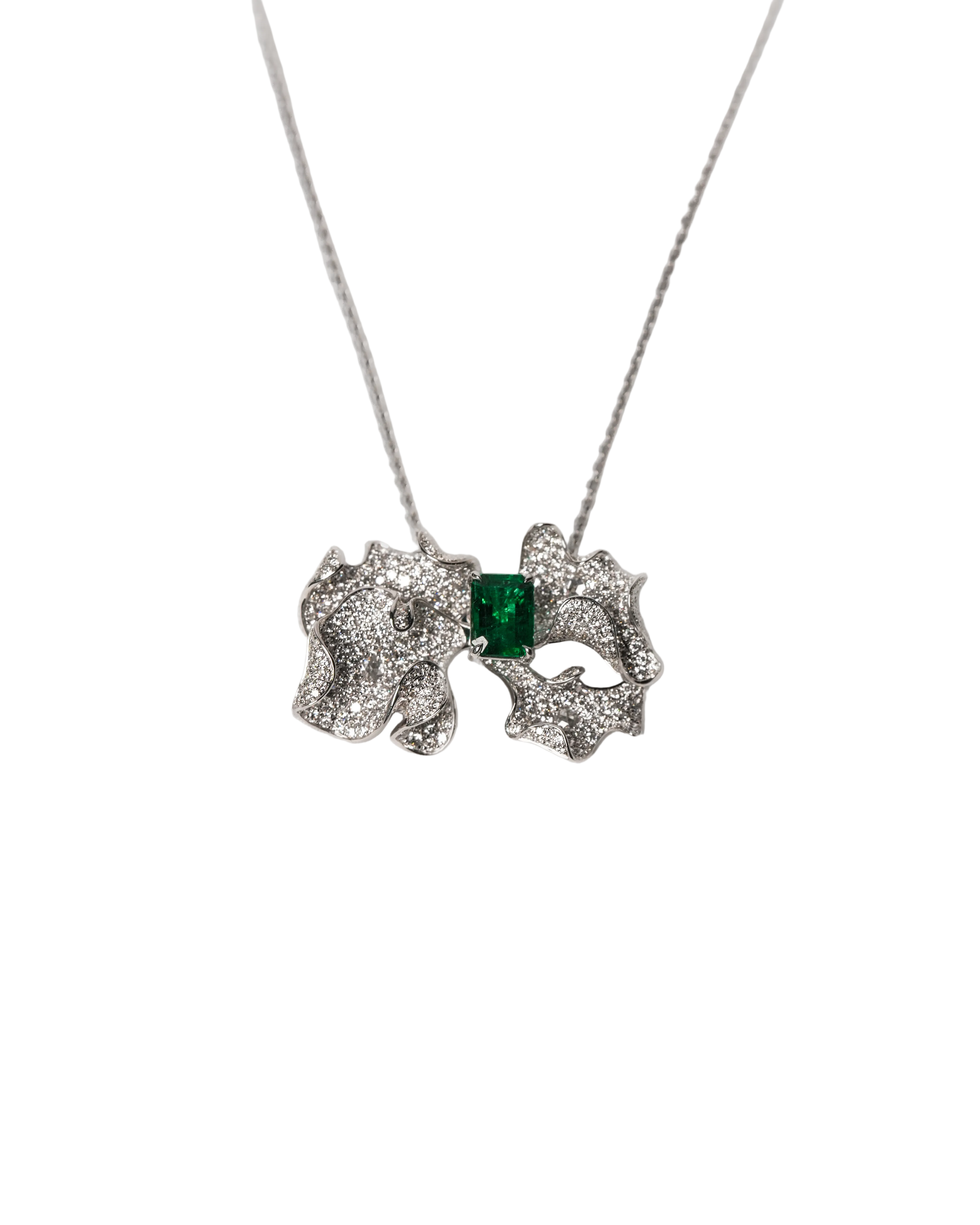 Floral Emerald & Diamond Necklace