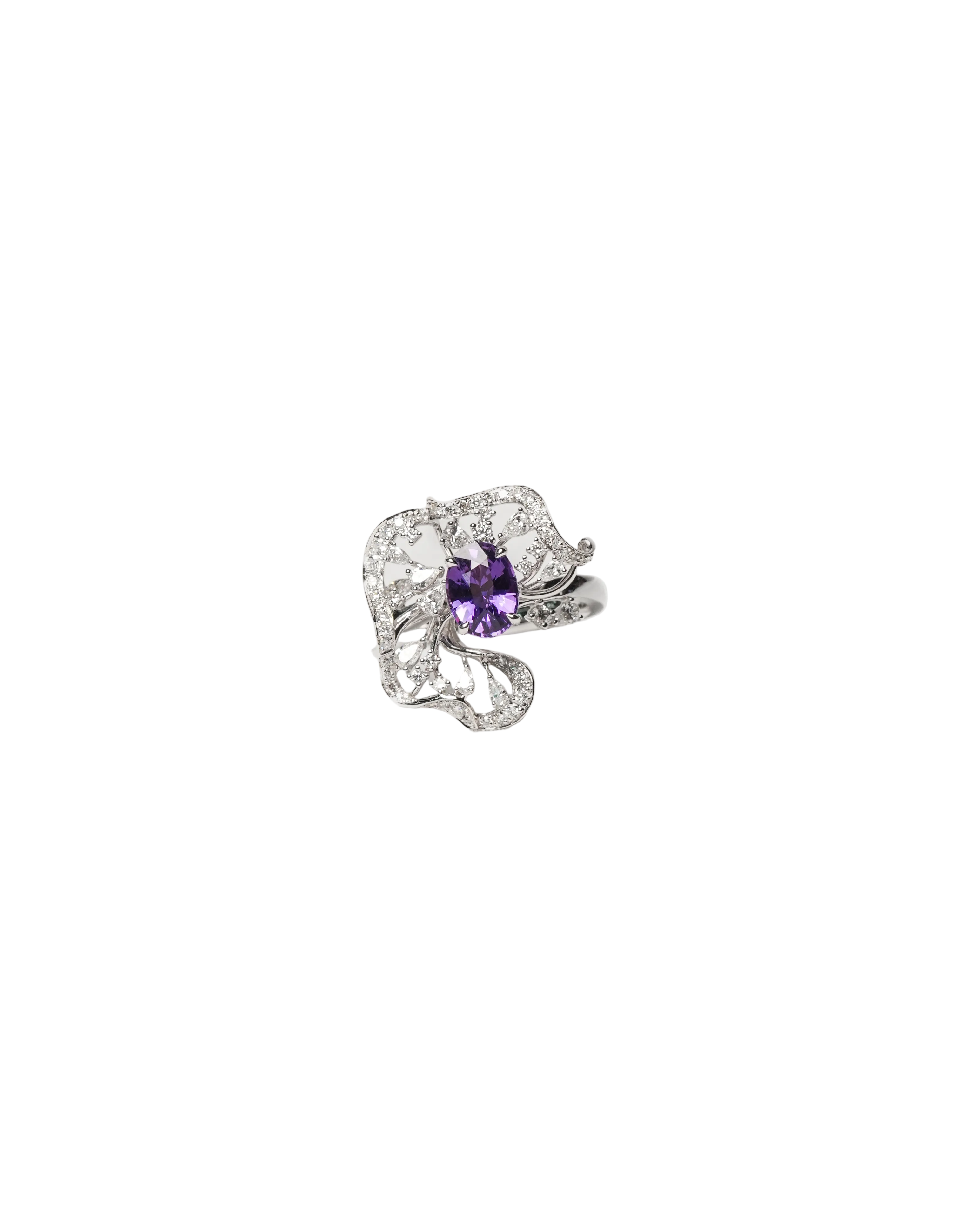 Waved Amethyst, Diamond Rings