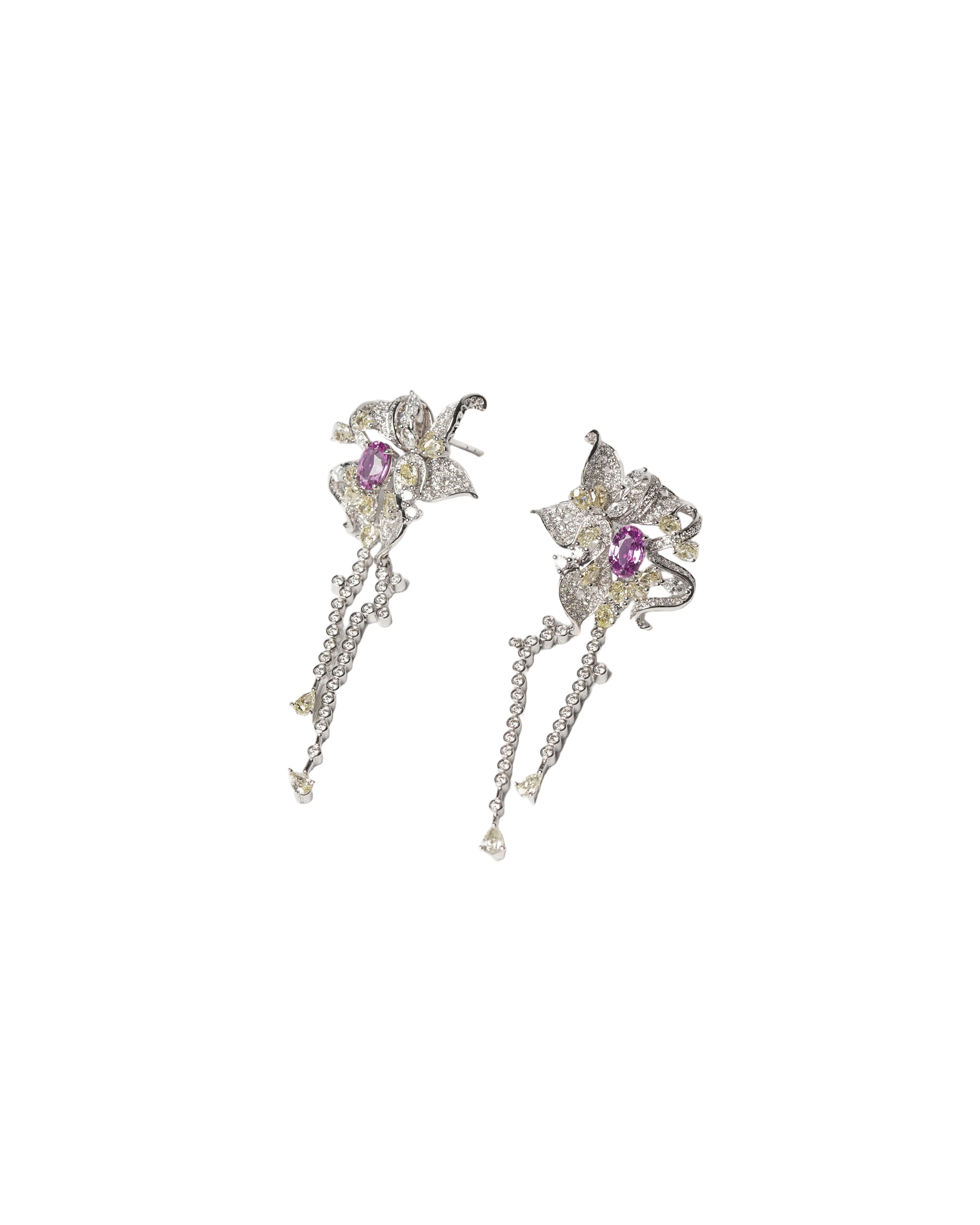Dreamy Floral Diamond Earrings with Sapphire