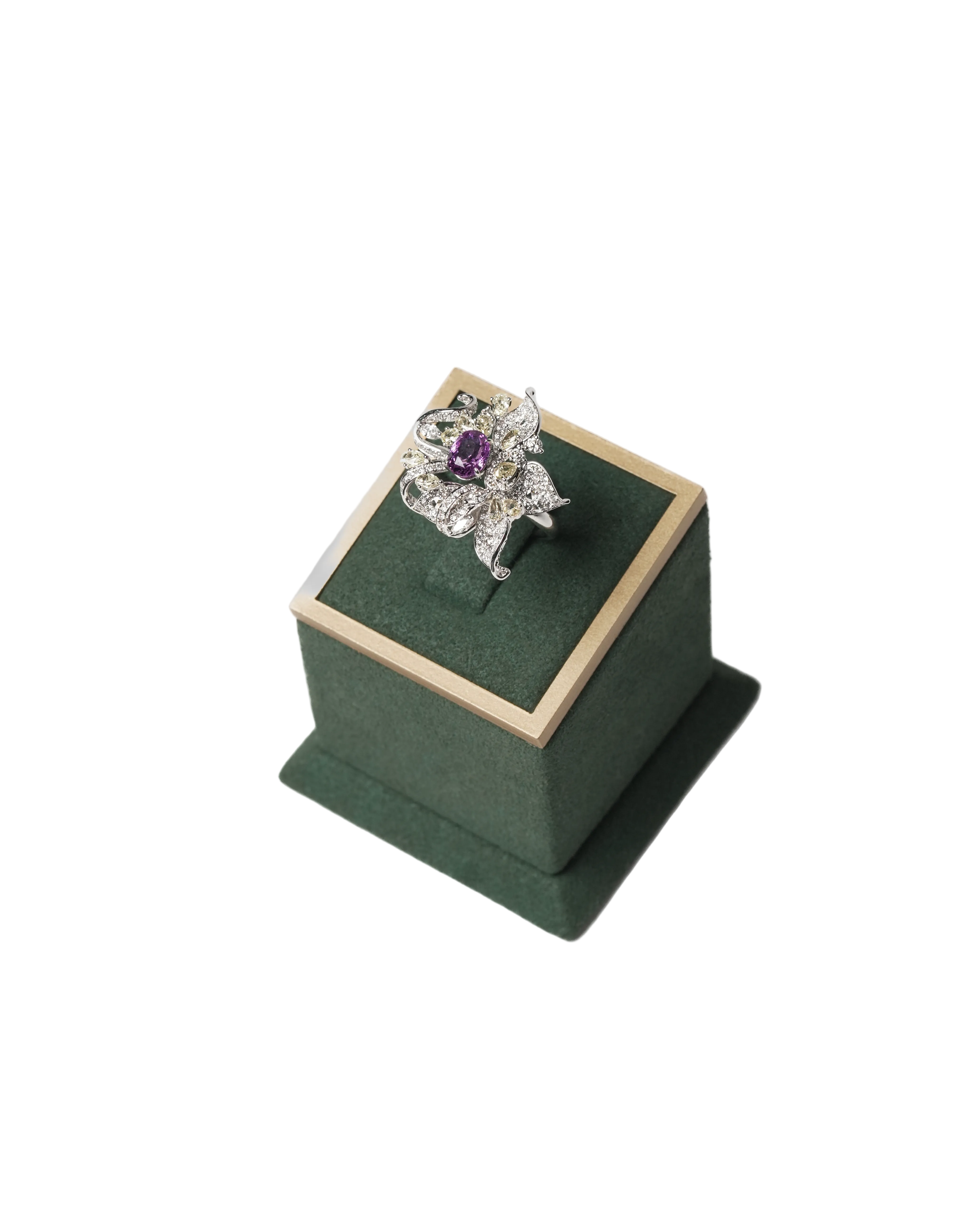 Dreamy Floral Diamond Ring with Sapphire