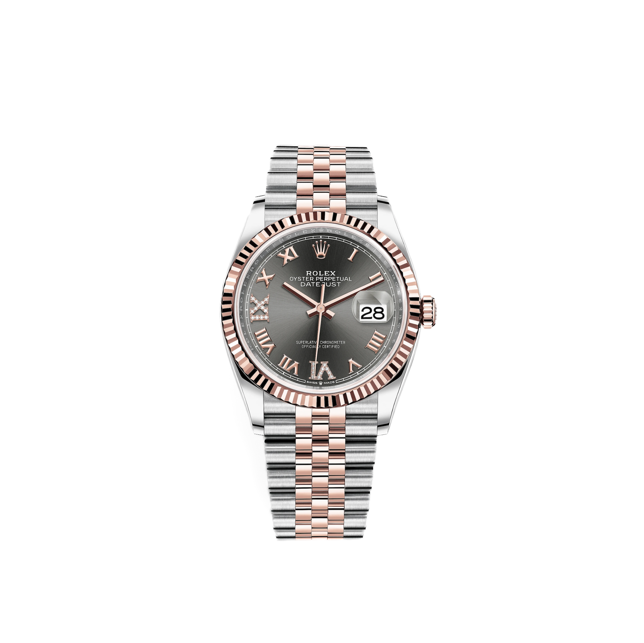 Rolex-Date Just - 126231 - Rose gold case - Steel - Grey 6 and 9 Diamond - 36mm - 2025