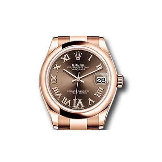 Rolex - Date Just - 278245 - Rose Gold - Chocolate Dial / Number 6 in Diamond - 31mm -2023