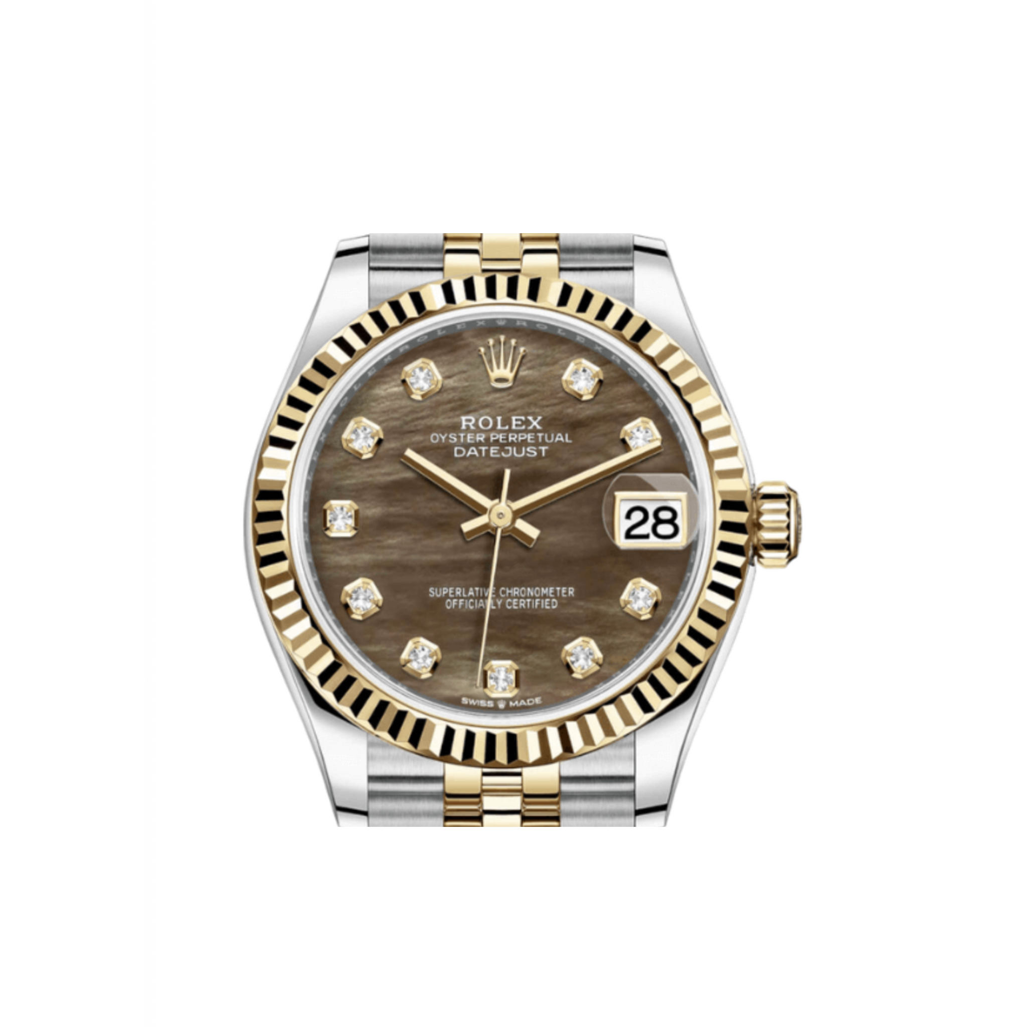 Rolex - Date just - 278273 - Automatic - Chocolate - 10 stone Diamond - Steel & Gold - 31mm - 2025
