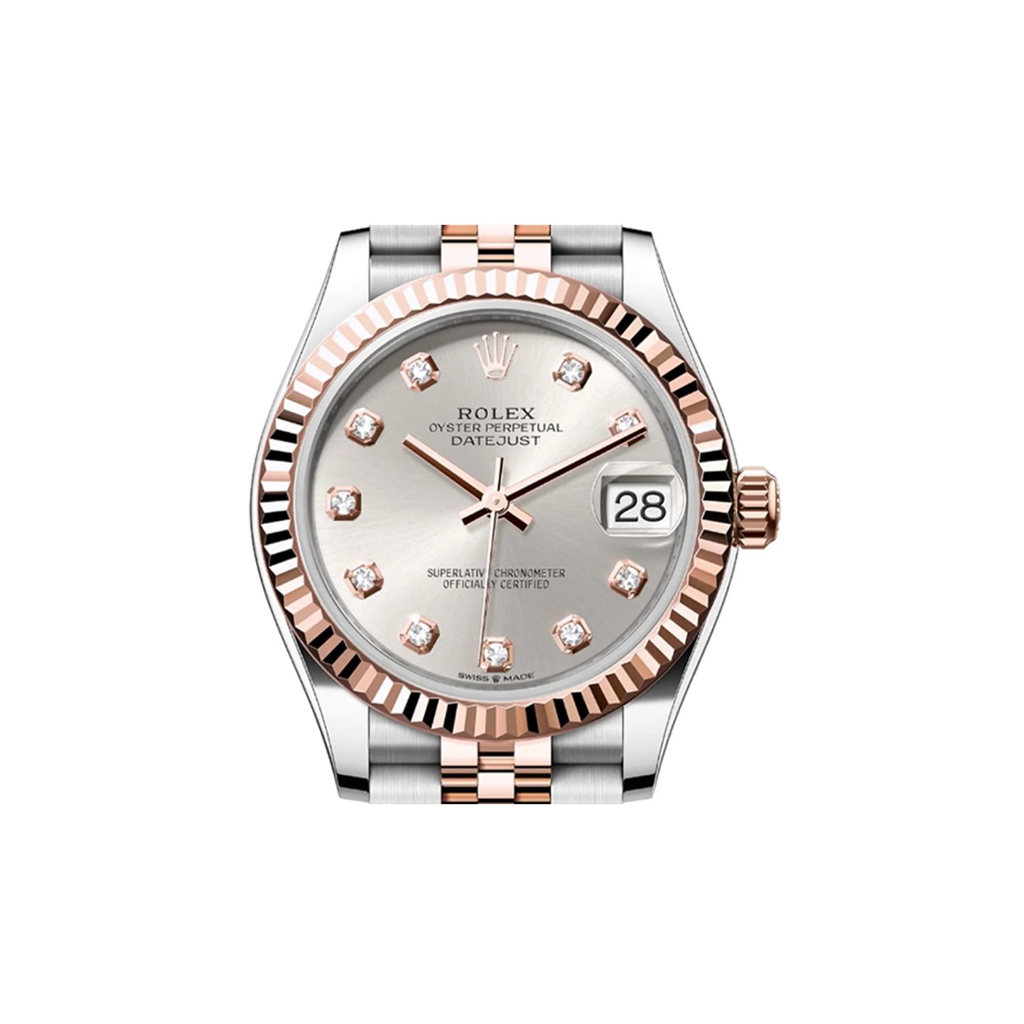 Rolex Date Just- 278271-2 - 2 Tone - Dial  Silver - 10 stone Diamond-Steel & Rose Gold -31mm - 2025