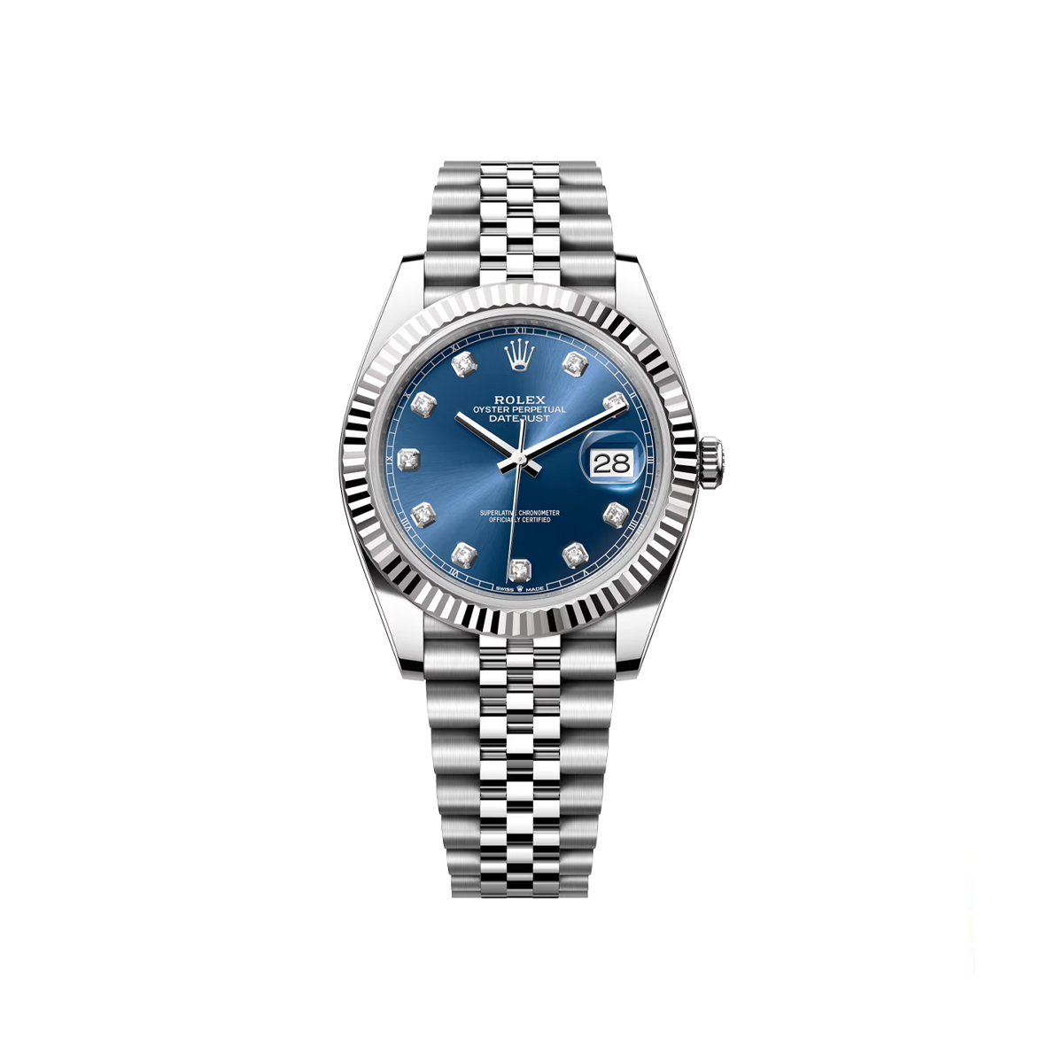 Rolex - Date Just-126334 - Stainless Steel - Blue Dial / 10 stone Diamond Dial - 41mm - 2025